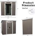 Favfurish 6 x 4 FT Outdoor Storage Shed,Metal Anti-Corrosion Utility Tool House with Punched Vents, w/Sliding Doors & Padlock,Waterproof Garden Sheds for Backyard Lawn Patio,Grey