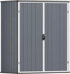 Patiowell Plastic Outdoor Storage Shed, 5 x 3 FT Patio Outdoor Storage Cabinet with Stable Roof & Lockable Doors, Waterproof Resin Shed for Tools, Patio Furnitrue Accessories, Dark Gray