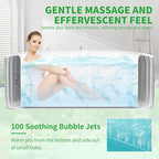 2 Person Inflatable Hot Tub with LED Lights, Oval Blow Up Portable Hot Tub, Leak-Proof PVC Outdoor Spa with 100 Strong Air Jets, Pump and Insulated Cover, Side Table, 75” X 47”X 25”