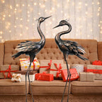 Shorayn Metal Crane Garden Statue, Garden Sculptures & Statues, Bronze Crane Ornaments Yard Art for Backyard Patio Lawn Decorations