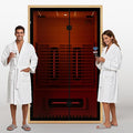 Full Spectrum Infrared Sauna for 2 Person, Upgraded WiFi Control Indoor Red Light Therapy Canadian Hemlock Wood Home Spa Saunas, Speaker, Oxygen bar, Reading & 7-Color Light, 1750 W, 110V US Instock