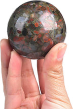 JIC Gem Brazilian Red Agate Crystal Sphere Gemstone Sphere Red Crystal Ball with Display Stand Home Decor Meditation Grid Energy Balance (50-60mm)