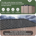 Aoxun 10 x 12FT Shed with Base Utility Garden Galvanized Steel Shed with Lockable Door & Sloped Roof Metal Sheds Outdoor Storage for Garden, Backyard, Patio and Backyard (Brown/Base Included)