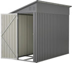 4×8 FT Lean to Metal Shed,Outdoor Heavy-Duty Storage Shed with Floor Base,All Weather Waterproof Garden Tool House W/Lockable Door&2 Air Vents,Reversible Door Design,for Backyard,Patio,Lawn,Gray