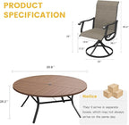 VICLLAX 9 Pieces Patio Dining Set for 8 Includes 60" Outdoor Round Table and 8 Patio Swivel Chairs for Lawn Garden, Walnut Tabletop and Mixed Brown Fabric