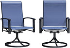 Patio Swivel Chairs Set of 2, Outdoor Swivel Chairs with Armrest, High Back Patio Chair with Metal Frame, All-Weather Outdoor Dining Chair for Deck, Porch and Lawn, Blue