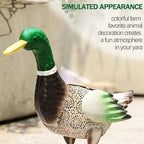 Solar Ducks Outdoor Statue ，Metal Duck Garden Decor ，Lawn Animal Statue Mallard Duck Art ，Gifts for Mallard Duck Lovers