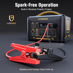 VTOMAN Jump 1500X Portable Power Station with Jumper Cables, 828Wh LiFePO4 Battery Solar Generator with Jump Start for Car, 1500W AC Outlets, 100W PD Type-C&Regulated DC for Home Backup RV Van Camping