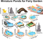 Fairy Garden Pond 15 Pack Mini Pond for Fairy Garden Accessories Outdoor Small Ponds Miniature Figurines Zen Gardens Terrarium Decor Little Statues Brown