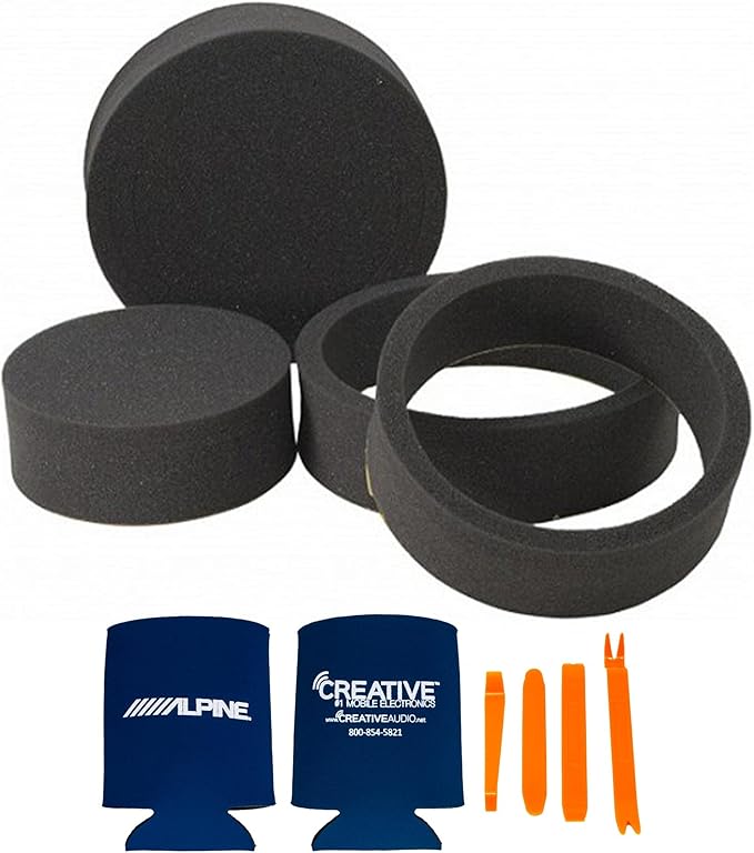 Alpine R2-S65C High-Resolution 2-Way Speaker Set / 6.5" with RKFR65 3-Piece Foam Fast Ring Speaker Enhancement