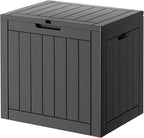 32 Gallon Deck Box Lockable Resin Indoor Outdoor Storage Box waterproof Outdoor Container for Patio Furniture, Pool Accessories, Cushions, Garden Tools, Sports Equipment