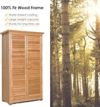 S AFSTAR Outdoor Storage Shed, Wooden Tool Storage Shed w/Detachable Shelves & Pitch Roof & Shutter Vents, Garden Storage Cabinet for Backyard Patio Deck Porch, 34.5”L x 18.5”W x 63”H, Natural