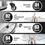 15" Pressure Washer Surface Cleaner with 4 Wheels - Stainless Steel Surface Cleaner for Pressure Washer Attachment for Concrete, Patio, Sidewalk, Deck, Driveways and Daily Washing - PWS 15