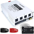 4000W Power Inverter 12V DC to 110V 120V AC (Peak 8000W) for RV, Truck, Off-Grid, Solar, Home & Vehicles | 4 AC Outlets, 3.1A USB Port | LCD Display, Remote Controller (16.5Ft Cable) & Hardwire Kit