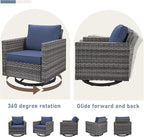Luxury Outdoor Swivel Rocker Patio Chairs Set of 2, Swivel Patio Chairs for Porch, Yard, Deck, Poolside, Grey/Blue