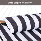 SUNCREAT Hammocks Extra Large Hammock with Stand Included, Double Hammock with Curved Spreader Bar, Black Stripes