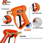 Short Pressure Washer Gun with Swivel 5200 PSI，Power Washer Gun Compatible with Foam Cannon - Car Wash Foam Gun-1/4 Quick Connector, with Nozzle Tips (MRP-003-A-spray Gun+Foam Pot)