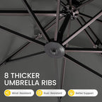 10x10 FT Cantilever Patio Umbrella with Base Included Double Top Outdoor Square Large Heavy Duty Aluminum Offset Umbrellas with 7 Level Tilt 360-degree Rotation for Pool Garden Deck,Grey