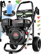 4200PSI Pressure Washer 4.0GPM Gas Power Washer 212CC Gas Powered Washing Machine Commercial High Pressure Washer with 25ft Hose&5 Nozzles for Patio Garden (Dark Black)