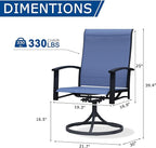 Patio Swivel Chairs Set of 2, Outdoor Swivel Chairs with Armrest, High Back Patio Chair with Metal Frame, All-Weather Outdoor Dining Chair for Deck, Porch and Lawn, Blue