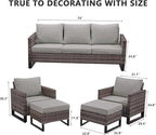 HUMMUH 5 Piece Patio Furniture Set All Weather Wicker Outdoor Sectional Sofa,High Back Patio Chairs and Ottomans for Porch,Garden,Backyard