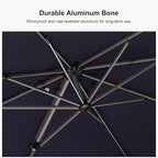 PURPLE LEAF 10FT Patio Umbrella with Base Cantilever Umbrella Square Outdoor Offset Umbrella with Champagne Frame and 360° Rotation for Garden Deck Pool, Navy Blue