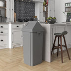 23 Gallon Gray Square Trash Can with Dome Swing Lid – Durable Commercial Plastic Waste Bin for Restaurants, Offices & Public Spaces