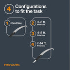 Fiskars XtendControl Extendable Tree Pruner (14 ft), Adjustable Branch Trimmer with 15" X2 Hook Bill Saw, 3-6 ft & 4-8 ft Extension Poles, and Secure Locking System for Precision Cutting