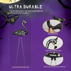 Halloween Black Flamingo Skeleton,Skeleton Flamingo Glow in The Dark, Zombie Flamingos for Spooky Graveyard Decorations, Skull Flamingo with Stakes for Halloween Lawn Ornaments, 2 Pack