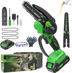 Mini Chainsaw Cordless 6 Inch, Electric Chainsaw Battery Powered with Auto Oiler, Security Lock for Wood Cutting, Tree Trimming, Garden & Household Use(1 Batterie)