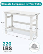 SERWALL 41" Outdoor Bar Table, HDPE Patio Bar Counter Height Table, All Weather Adirondack Outdoor Bar Height Table, Rectangle Patio Bar Table for Outside, Garden, Backyard, Balcony, Poolside, White