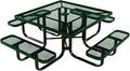 COATEDOUTDOORFURNITURE Heavy-Duty Portable Outdoor Kids Table with Umbrella Hole, Expanded Metal Kids Picnic Table, Commercial-Grade, Made in America (46 in, Square, Childrens, Green)
