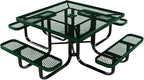 COATEDOUTDOORFURNITURE Heavy-Duty Portable Outdoor Kids Table with Umbrella Hole, Expanded Metal Kids Picnic Table, Commercial-Grade, Made in America (46 in, Square, Childrens, Green)