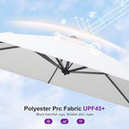 PURPLE LEAF 8' X 8' Patio Umbrella with In-ground Base for Pool 7' High Offset Outdoor Cantilever Umbrella Swimming Pool Umbrella with 360°Rotation for Poolside White