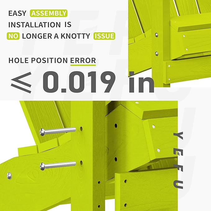 YEFU Plastic Adirondack Chairs Weather Resistant, Patio Chairs 5 Steps Easy Installation, Like Real Wood, Lawn, Outside, Garden Chairs (Kelly Green)