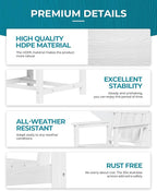 Ciokea HDPE Outdoor Dining Table with Umbrella Hole,66" Rectangle Patio Table for 6,All-Weather Outdoor Patio Furniture Set for Garden Backyard,White