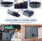 Foldable Dog Pool, Portable Pet Bath Tub and Kiddie Swimming Pool, Collapsible Bathtub for Puppies, Small, Medium and Large Dogs, Cats and Kids, 39.5 x 12 in, Gray