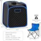 COSTWAY Portable Steam Sauna, 3L Foldable Sauna Spa with Remote Control, 9-Gear Temperature and Timer, Atomization Function, Personal Sauna Tent for Relaxation at Home (Black)