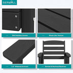 SERWALL Patio Dining Table Sets 5-Piece, Outdoor HDPE Dining Furniture Set with Umbrella Hole Cut-Out Table and 4 Chairs, All Weather Dining Set for Lawn, Garden, Backyard, Poolside, Black