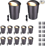 In Ground Well Lights 2700K - 12V Wired One Directional Inground Fixture, 5 Colors Ground Landscape Lighting, LED ORB Aluminum for Patio Sideway Pathway 3W 170LM 12 Pack