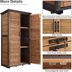 Outdoor Storage Shed, Outdoor Storage Cabinet with Sturdy Iron-Frame & Anti-Corrosion Wood, Adjustable Shelves, Weather-Resistant Louvered Door for Garden Tools, Patio Utility Tool Storage