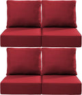Luxury 24x24x6 Inch Outdoor Chair Cushions Set of 4 - Heavy Duty Water-Resistant Comfortable Cushion for Patio Furniture Set Dining Gliding Rocking Chairs Loveseat L-Shape Sofa - Red