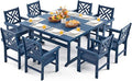 10 Piece HDPE Outdoor Dining Set for 8, Patio HDPE Furniture Set with 2 Table and Umbrella Hole, Outdoor Table and Chairs for Garden, Poolside, Backyard, Deck
