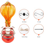 Muse Garden Hummingbird Feeders for Outdoors Hanging, Blown Glass Hummingbird Feeder, Unique Hummingbird Gifts for Women, Garden Backyard Decor, 32OZ, Orange Stripes
