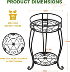 2 Tier Metal Plant Stand Indoor Outdoor , Rustproof Stable Plant Stands Multiple Plant Rack Holder Flower Pot Stand for Living Room Balcony Garden Patio Bedroom (Black, 19.5)