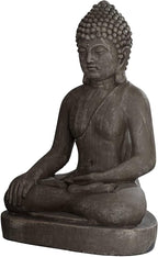 John Timberland Sitting Buddha Statue Sculpture Zen Asian Japanese Garden Decor Outdoor Front Porch Patio Yard Outside Home Balcony House Exterior Weathered Light Sandstone Finish 29 1/2" Tall