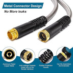 Metal Garden Hose 50 FT, Stainless Steel Hose, Water Hose with 10 Function Nozzle, No Kink & Tangle, Easy to Use & Store, Heavy Duty Lightweight Outdoor Hose
