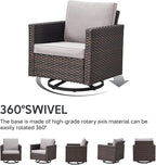 9 Piece Wicker Patio Furniture Set - Outdoor Swivel Rocker Chairs Set with Coffee Table, Rattan Chairs, 3 Seat Sofa & Ottomans, Patio Conversation Sets for Bcakyard Deck - Brown/Beige