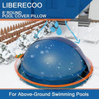 LIBERECOO 8FT Round Pool Cover Pillows for Above-Ground Swimming Pools, 0.4mm Extra Durable Long-Lasting Inflatable Winter Pool Pillows, Ropes Included