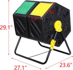 F2C Dual Chamber 37 Gallon Compost Tumbler All-Season Outdoor BPA Free Large Composter Bin w/ 2 Sliding Doors and Solid Steel Frame